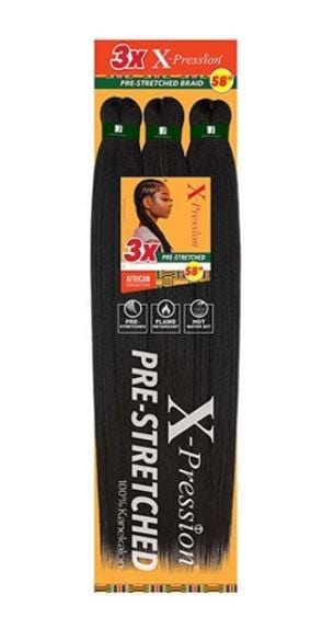 SENSATIONNEL 6X X-PRESSION AFRICAN COLLECTION PRE-STRETCHED BRAID 58" 1B
