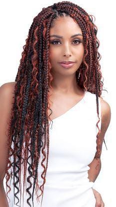 BOBBI BOSS CROCHET DEEP CURL BOHO BOX BRAID W/100% HUMAN HAIR CURL STRANDS 24"