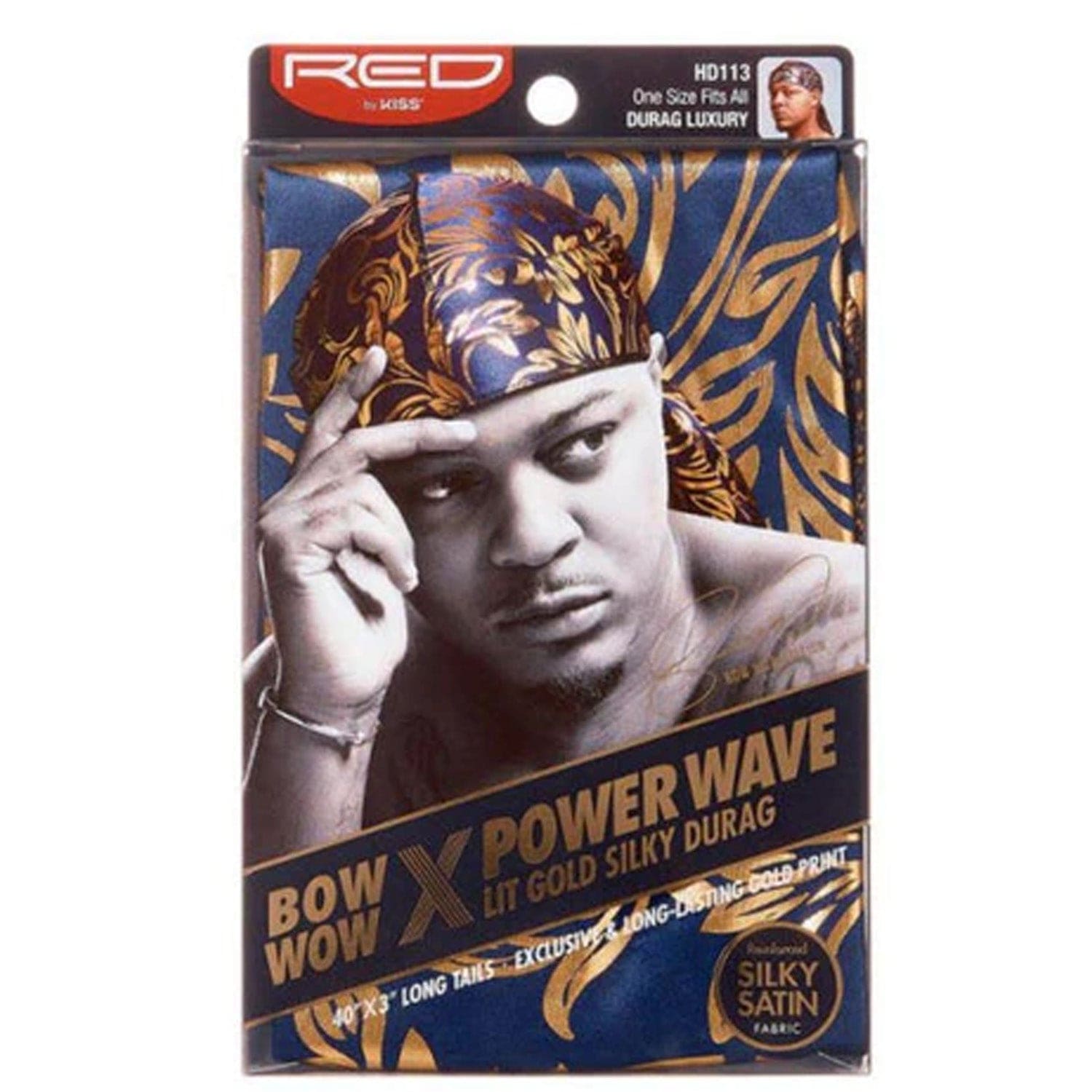 RED BY KISS BOW WOW POWER WAVE LIT GOLD SILKY DURAG