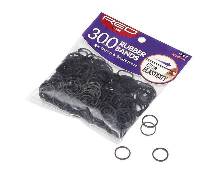 RED BY KISS MEDIUM RUBBER BANDS 300CT BLACK HRB01