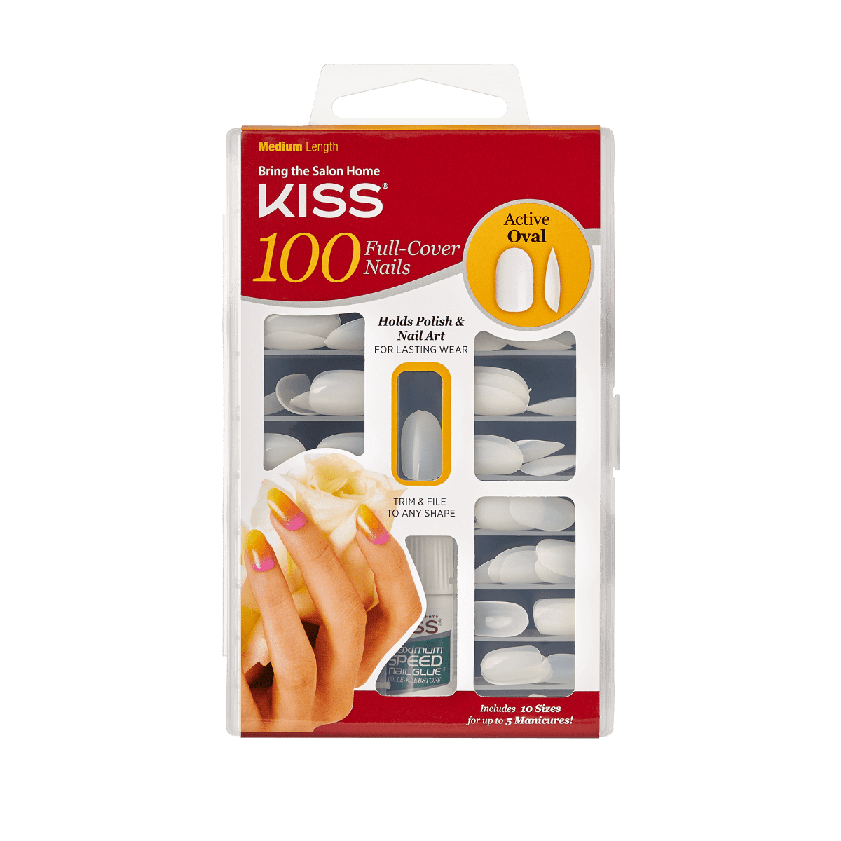 KISS 100 FULL-COVER NAILS ACTIVE OVAL #100PS13