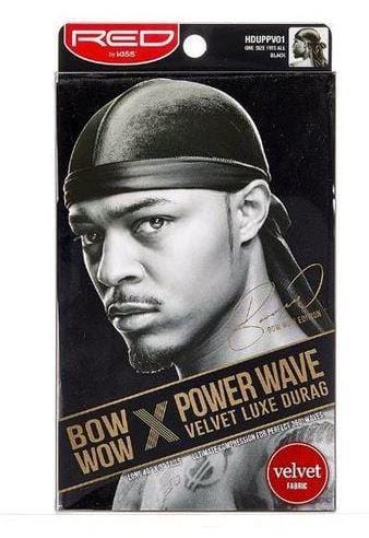 RED PREMIUM BOW WOW X POWER WAVE VELVET LUXE DURAG BLACK HD71