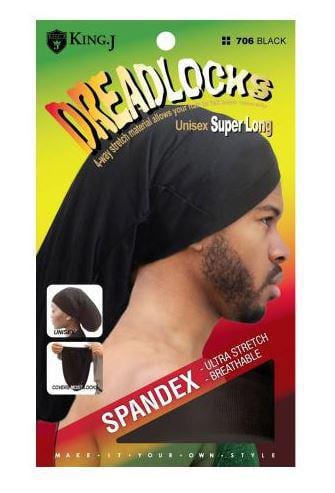 KING J SPANDEX UNISEX SUPER LONG DREADLOCKS CAP #706 BLACK