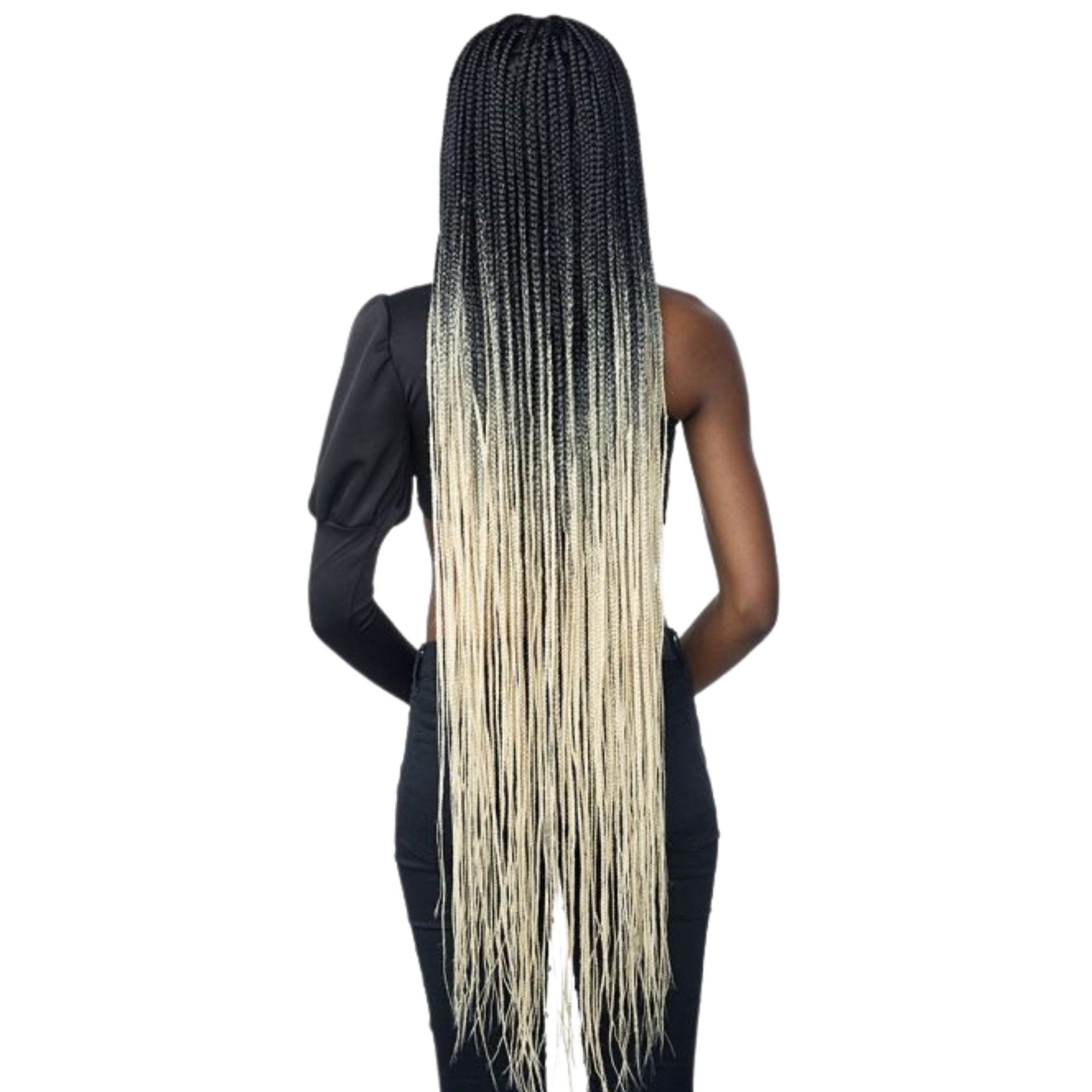 Hand-Braided Box Braid 4x4 Lace Front Wig – 50"