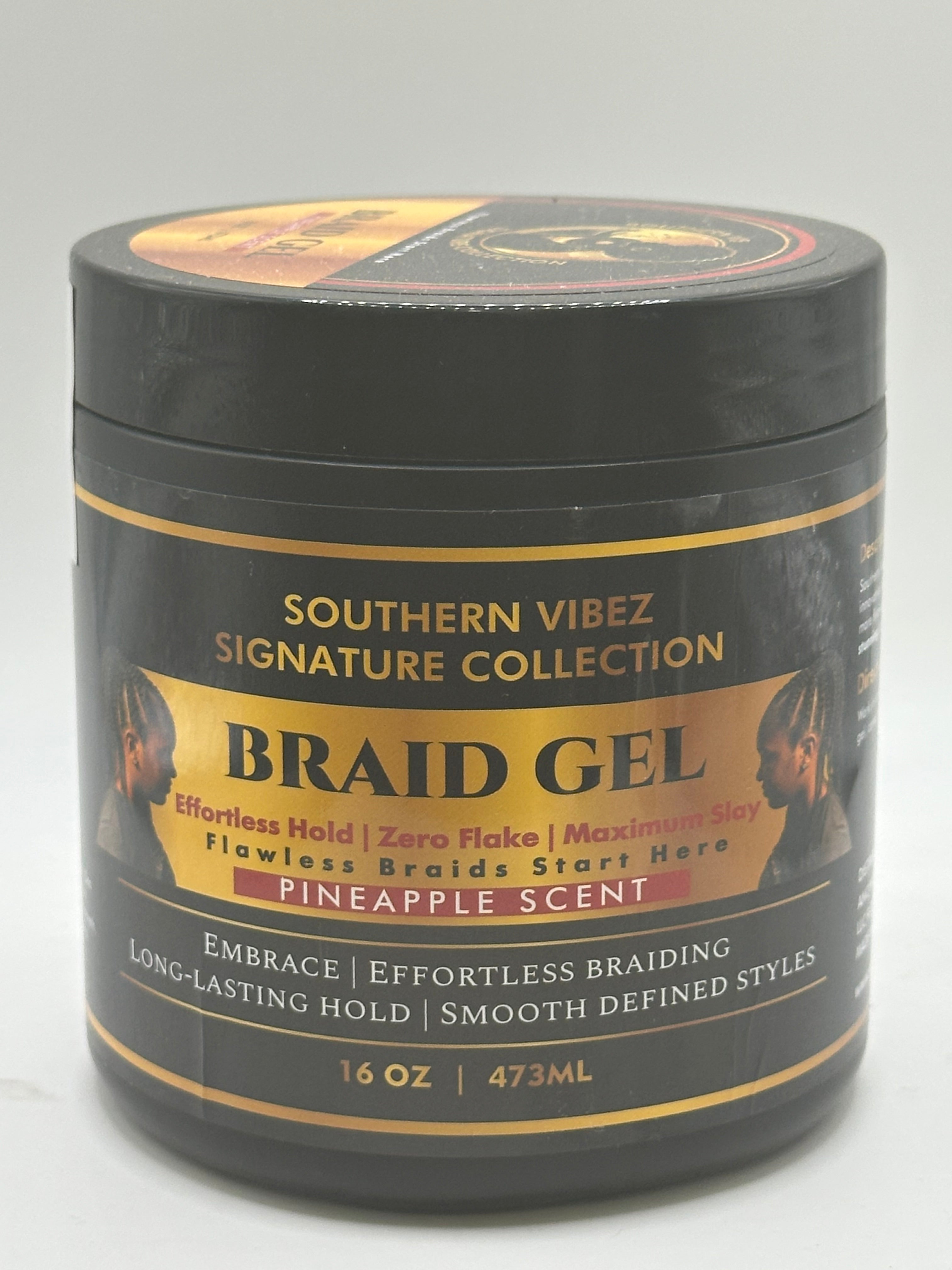 SOUTHERN VIBEZ SIGNATURE COLLECTION BRAID GEL W/PINEAPPLE SCENT 8oz.