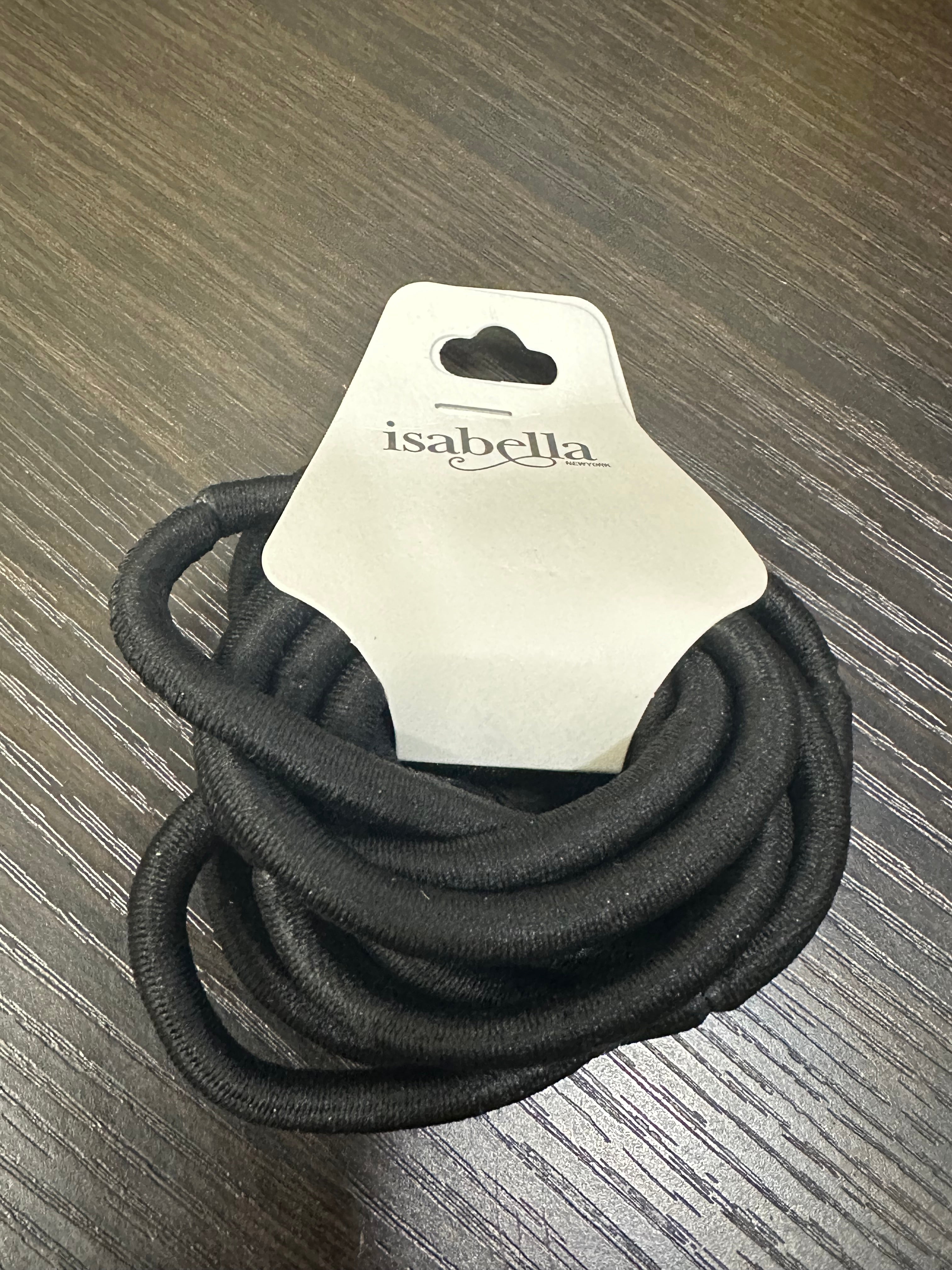 Isabella Black Ponytail Bands 12ct