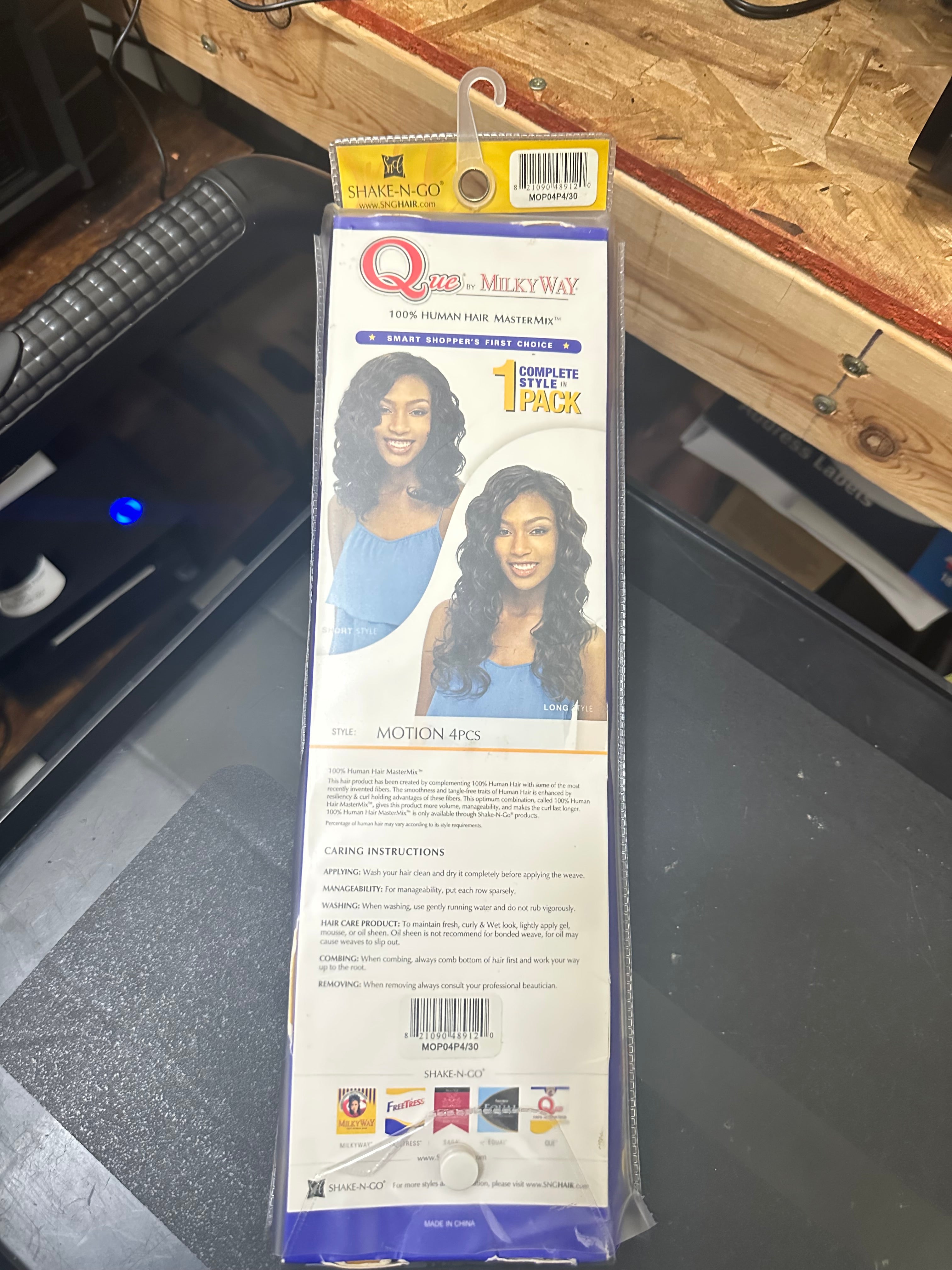 Shake-N-Go Que By MilkyWay 100% Human Hair Mastermix Fourbulous 8"10"12"14" Motion 4pcs Free Closure P4/30