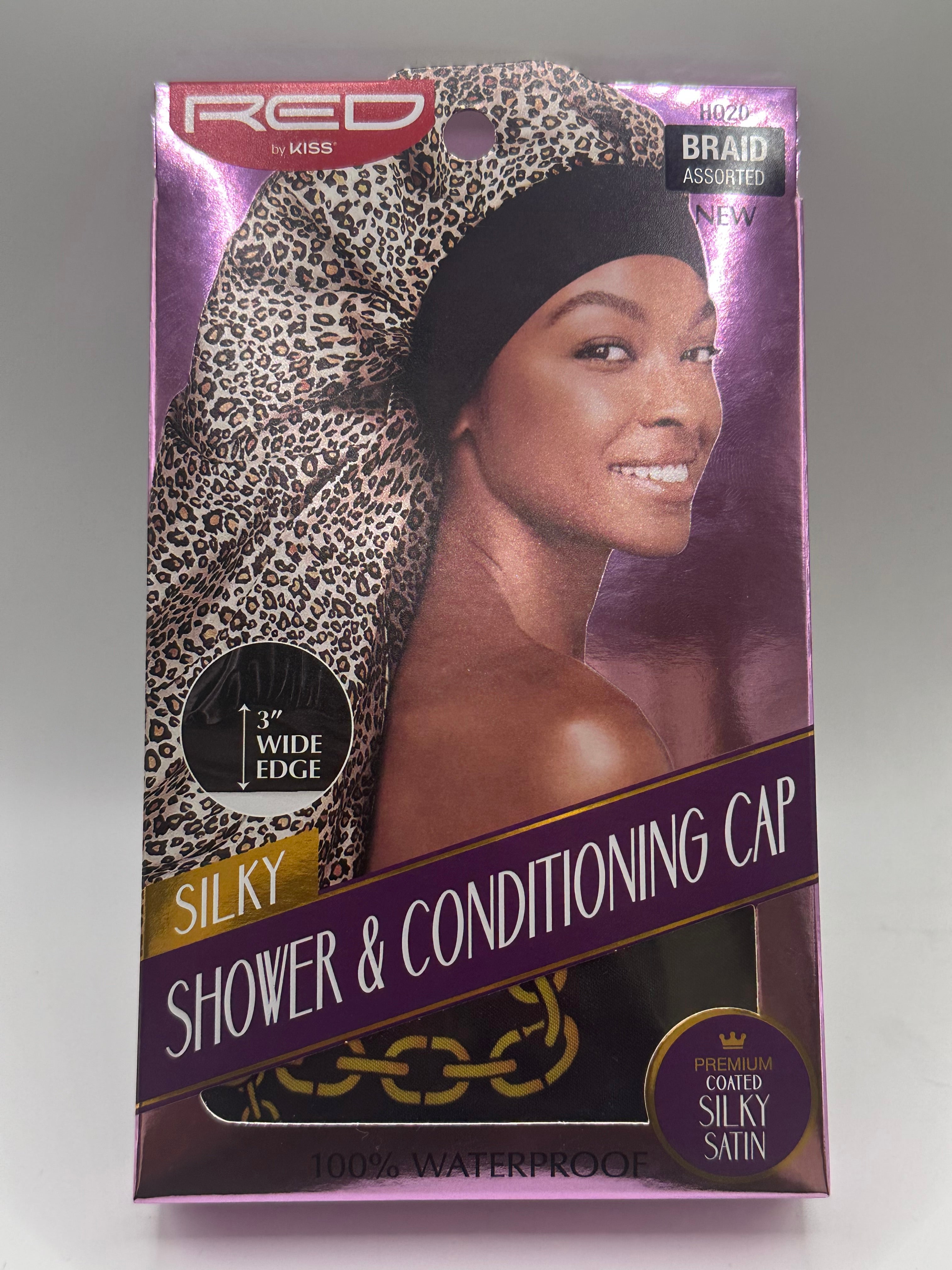 Red by KISS Silky Shower & Conditioning Cap Braid Bonnet HQ20 (Black with Gold Chains)