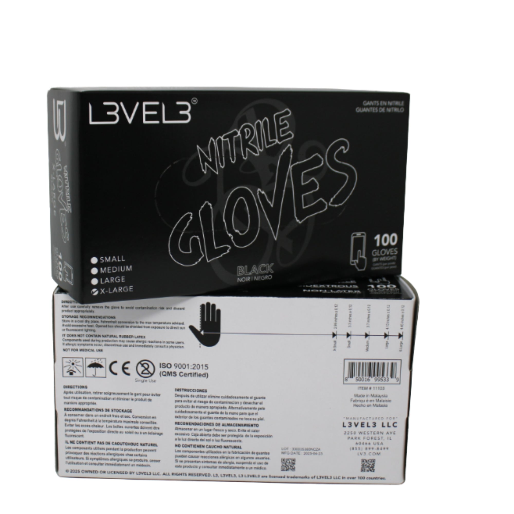 Level 3 Nit Gloves Black Xlg | Beauty Supply