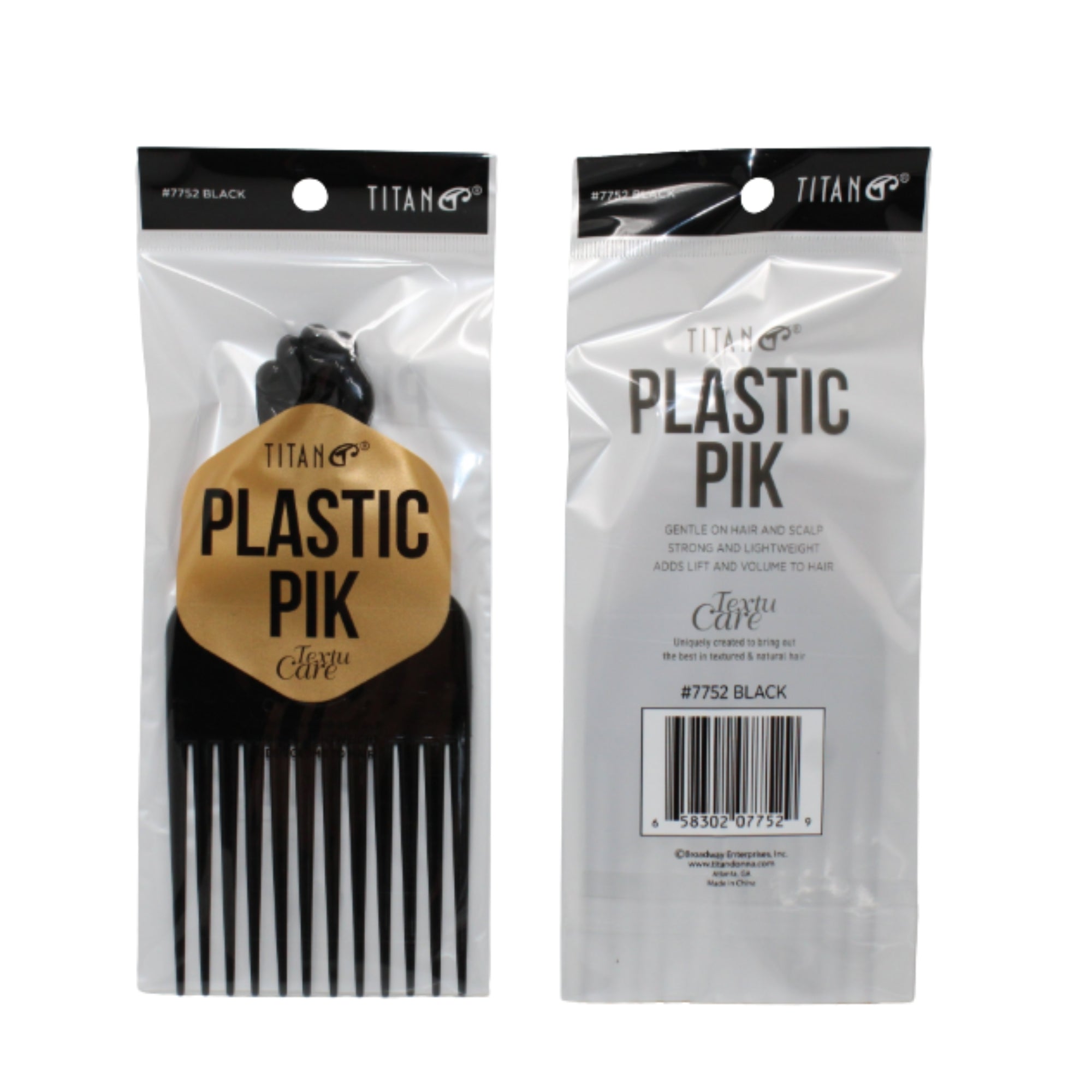 Titan Plastic Hair Pik Black | Beauty Supply