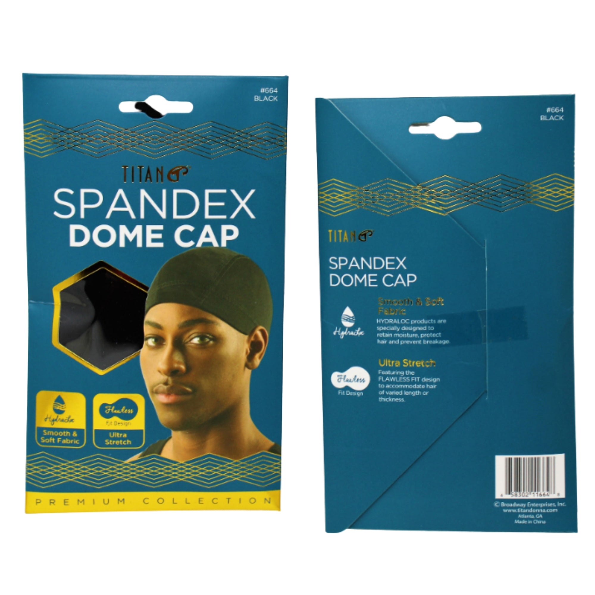 Titan Spandex Dome Cap Black1664 | Beauty Supply