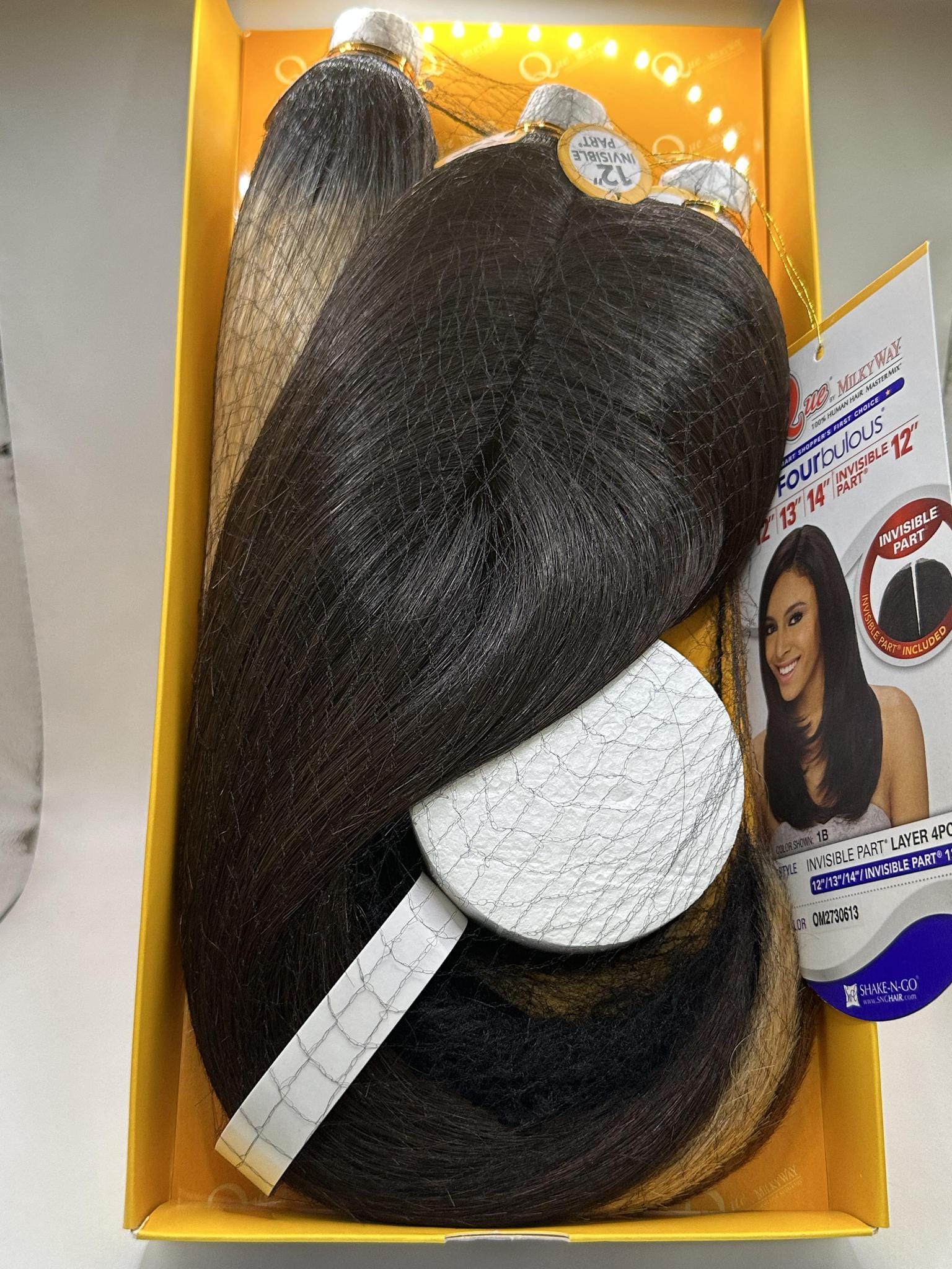 SHAKE-N-GO QUE BY MILKY WAY 100% HUMAN HAIR MASTERMIX FOURBULOUS 12"/13"/14"/INVISIBLE PART 12" 4 PCS PACK