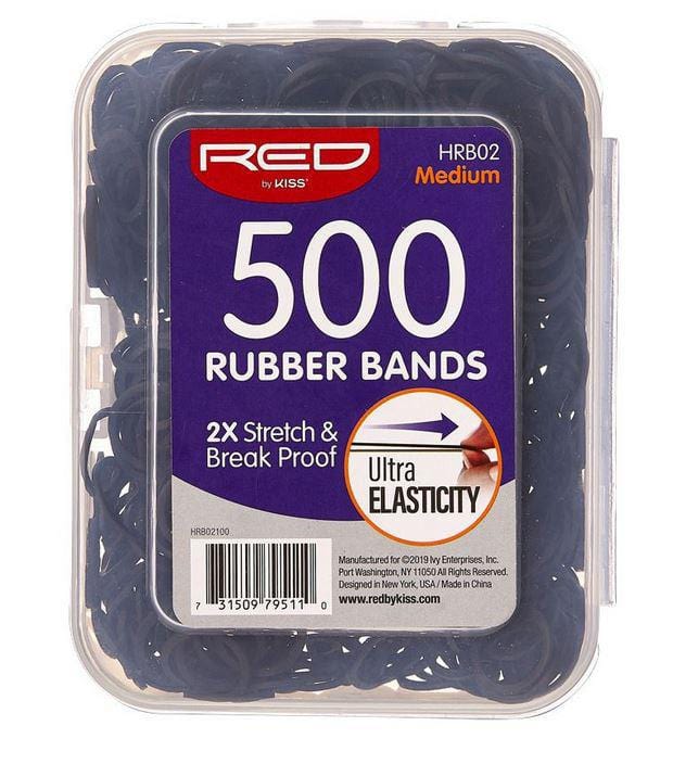 RED BY KISS MEDIUM RUBBER BANDS 500CT BLACK HRB02