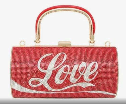FASHION BARREL STYLE BEDAZZLED "LOVE" RHINESTONES HANDBAG