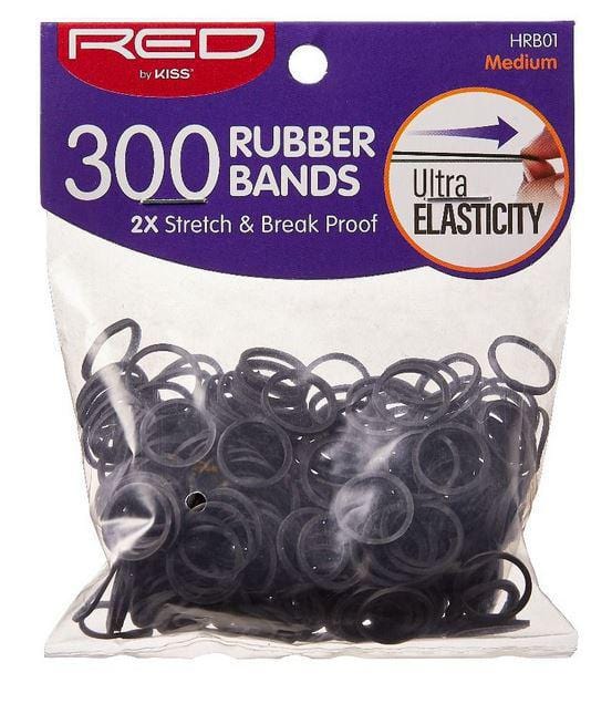 RED BY KISS MEDIUM RUBBER BANDS 300CT BLACK HRB01