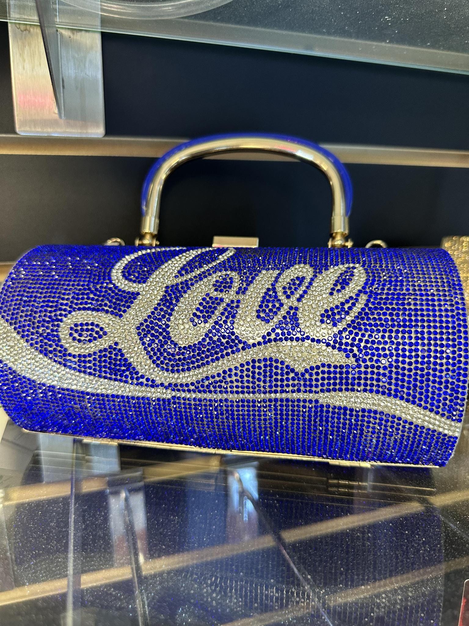 FASHION BARREL STYLE BEDAZZLED "LOVE" RHINESTONES HANDBAG