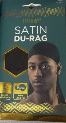 Titan Satin Du Rag Comfort and Fit, Black