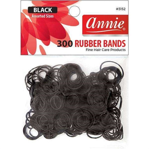 Annie 300ct Black Assorted Sizes Rubber Bands #3152