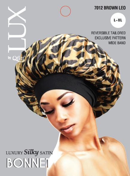 LUX LUXURY SILKY SATIN BONNET L-XL LEOPARD ASST #7012