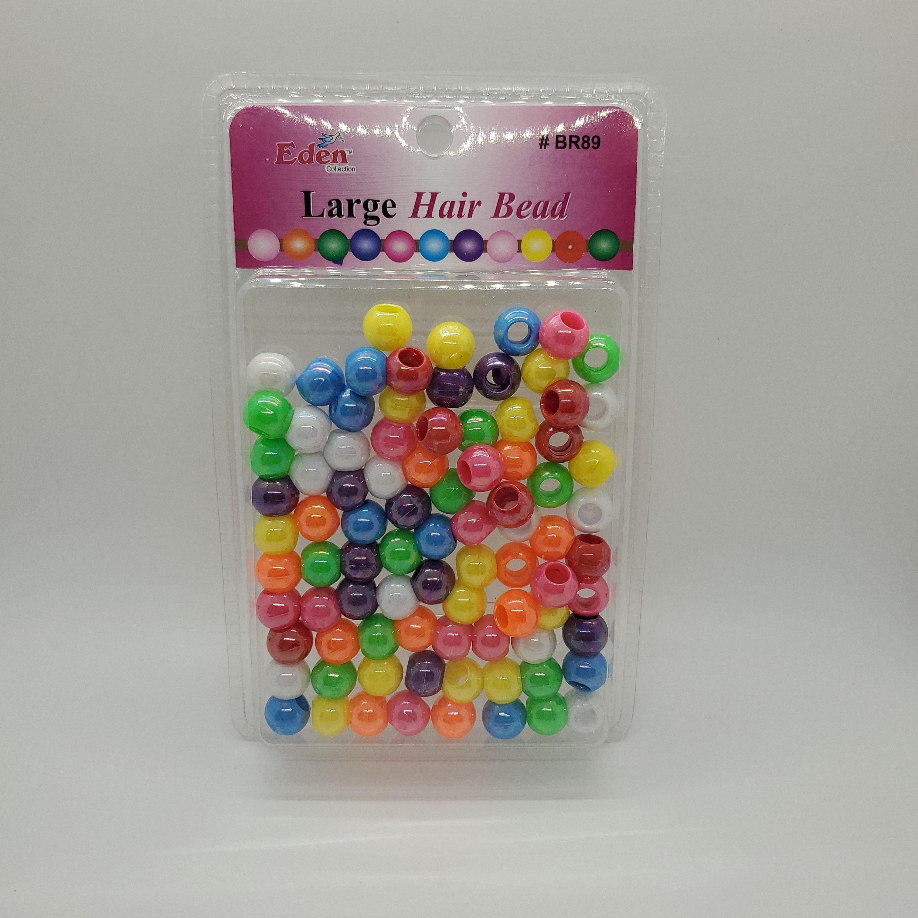 EDEN LARGE HAIR BEAD ASST SHINY PASTEL #BR89-139AB