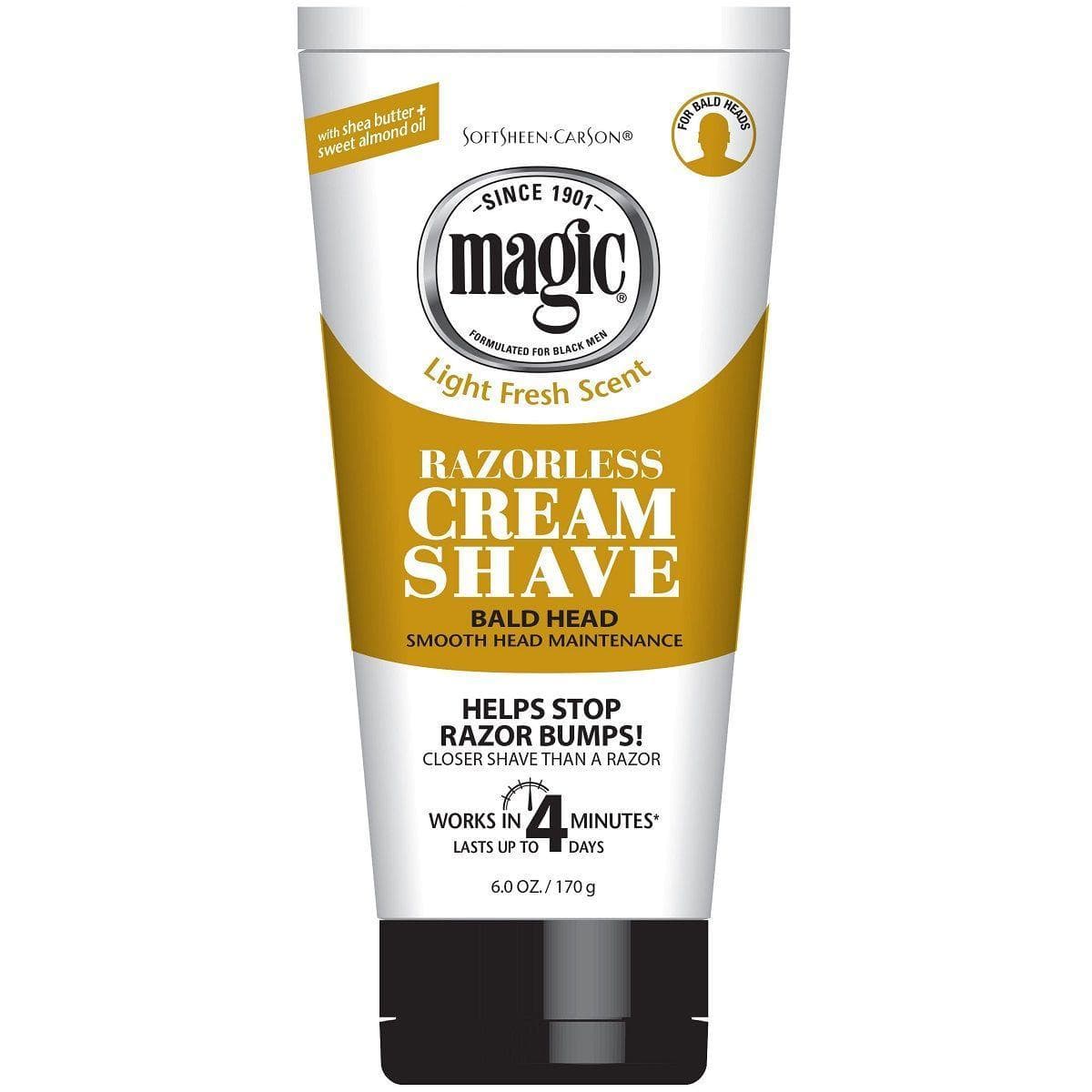 MAGIC RAZORLESS CREAM SHAVE BALD HEAD 6 oz.