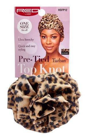 RED BY KISS PRE-TIED TOP KNOT TURBAN