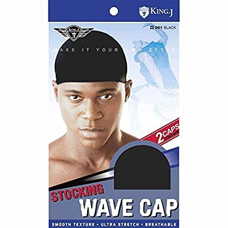 KING J STOCKING WAVE CAP (2 CAPS) BLK #061