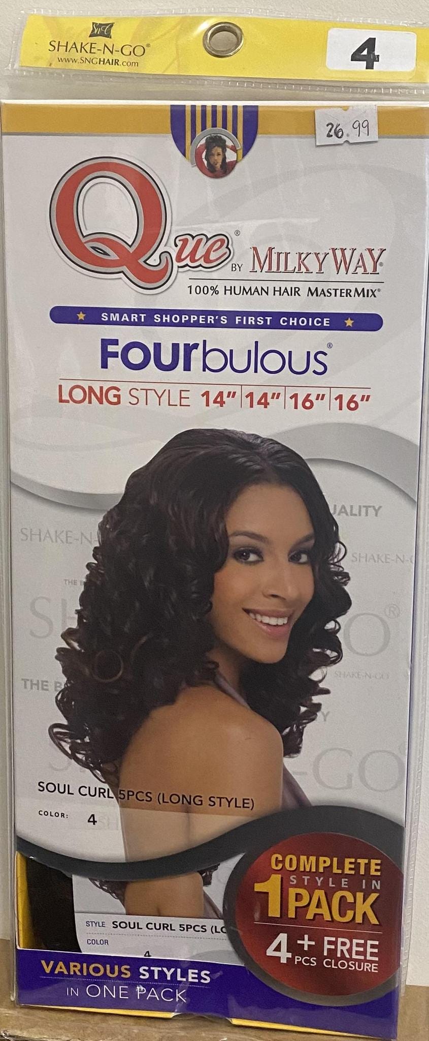 Shake -N-Go Que by Milkway 100% Human Hair Mastermix Fourbulous Soul Curl- Long Style