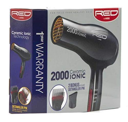 RED BY KISS 2000 CERAMIC IONIC W/2 BONUS ATTACHMENTS