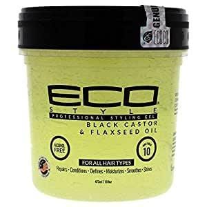 ECO STYLE BLACK CASTOR & FLAXSEED OIL PROFESSIONAL STYLING GEL 8fl.oz.