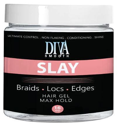 DIVA SMOOTH SLAY BRAIDS, LOCS, EDGES HAIR GEL MAX HOLD 16OZ.