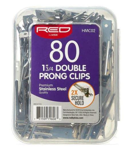 RED BY KISS 1-3/4" DOUBLE PRONG CLIPS 80 CT