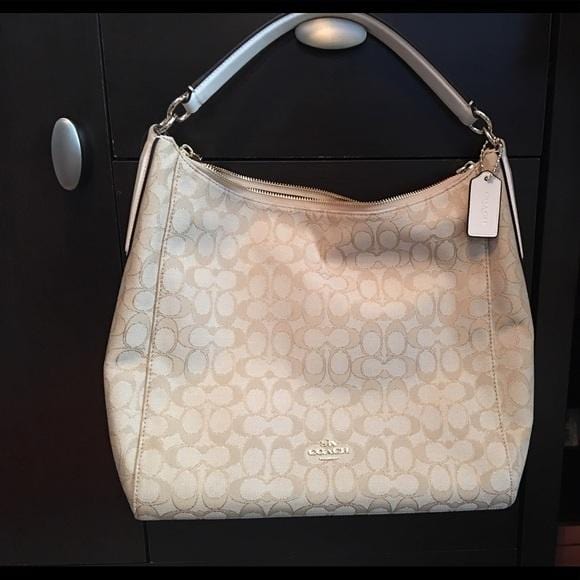 COACH TAN & WHITE HANDBAG