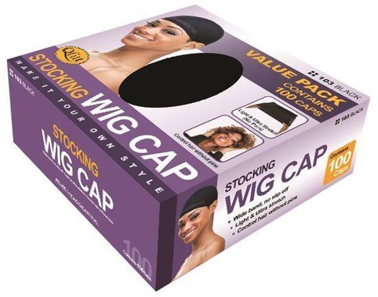 QFITT STOCKING WIG CAP VALUE PACK BLK 100 CAPS #103