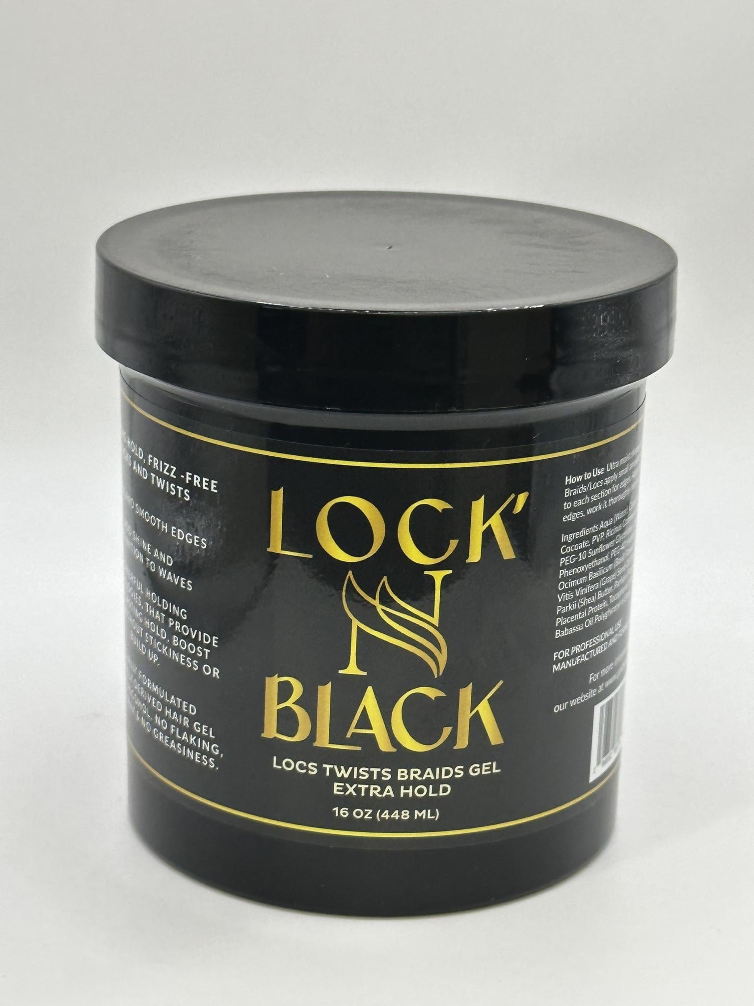 LOCK' N BLACK LOCS TWISTS BRAIDS GEL EXTRA HOLD 16OZ.