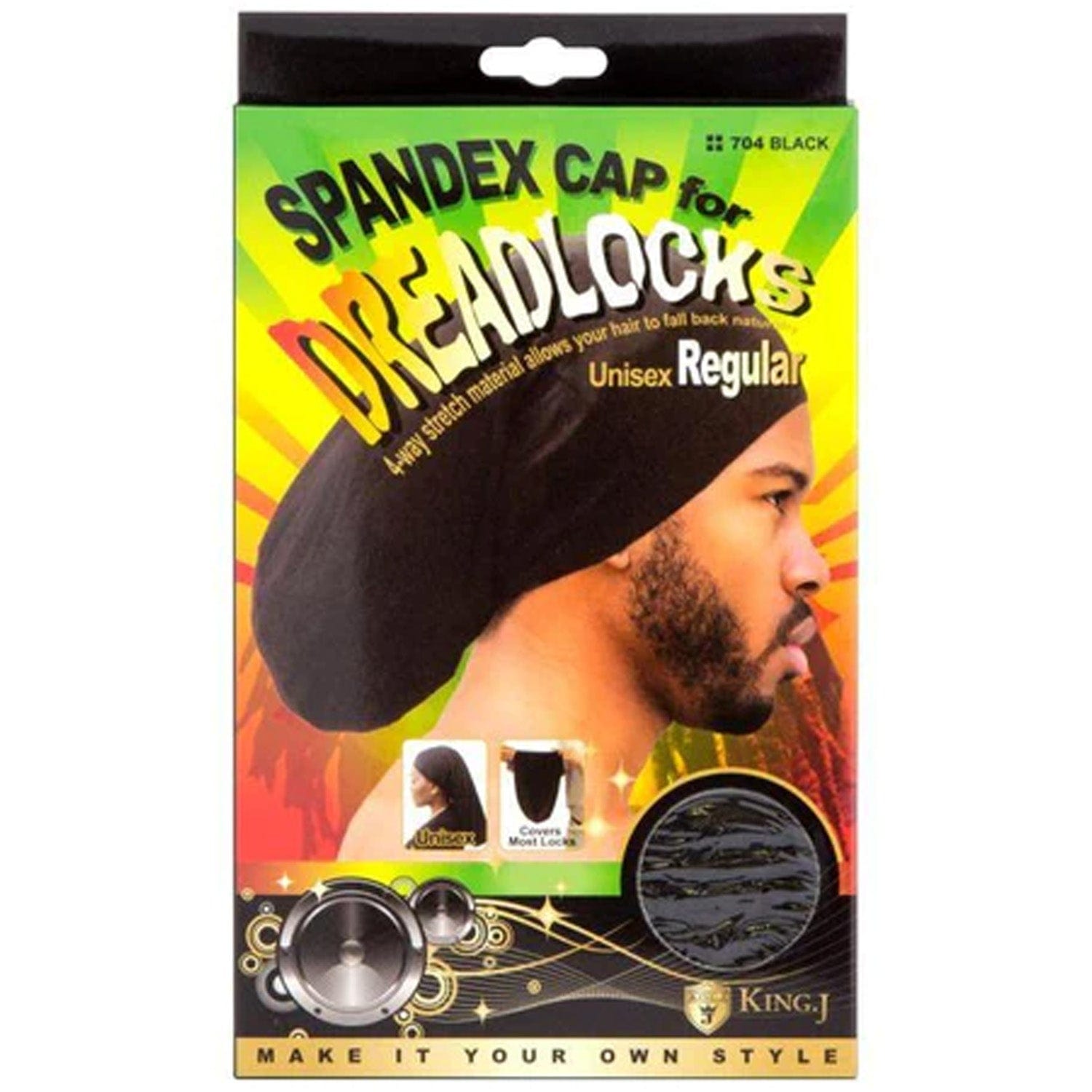 KING J SPANDEX DREADLOCKS CAP UNISEX REGULAR #704 BLK