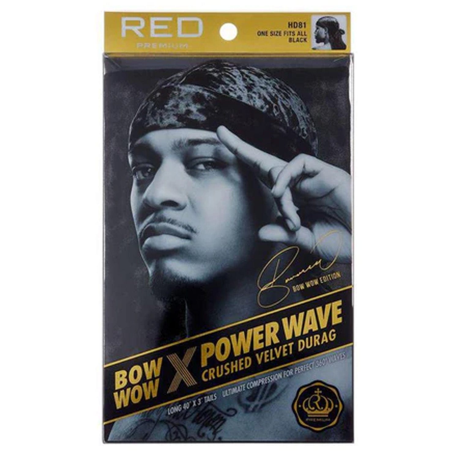 RED PREMIUM BOW WOW POWER WAVE CRUSHED VELVET DURAG