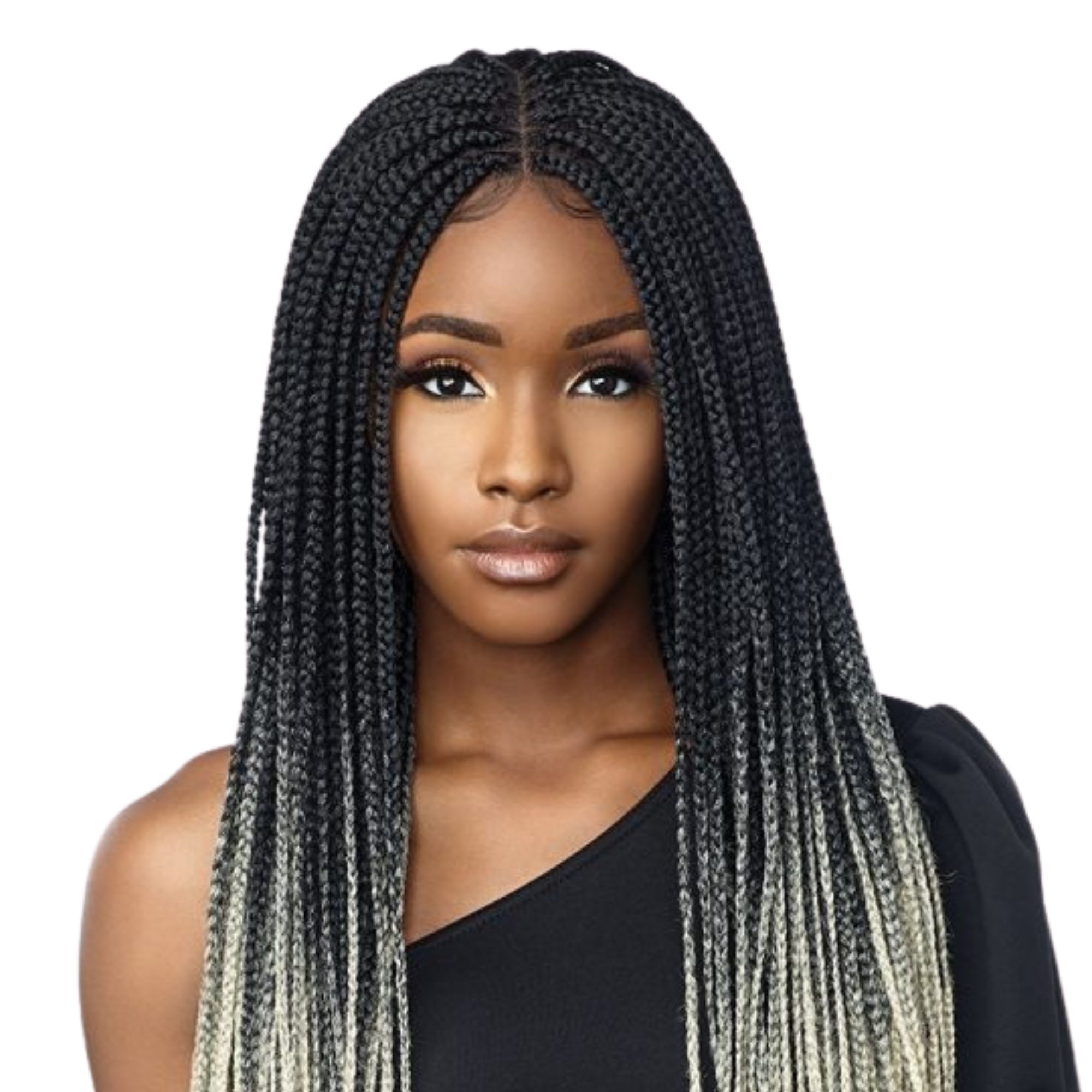 Hand-Braided Box Braid 4x4 Lace Front Wig – 50"