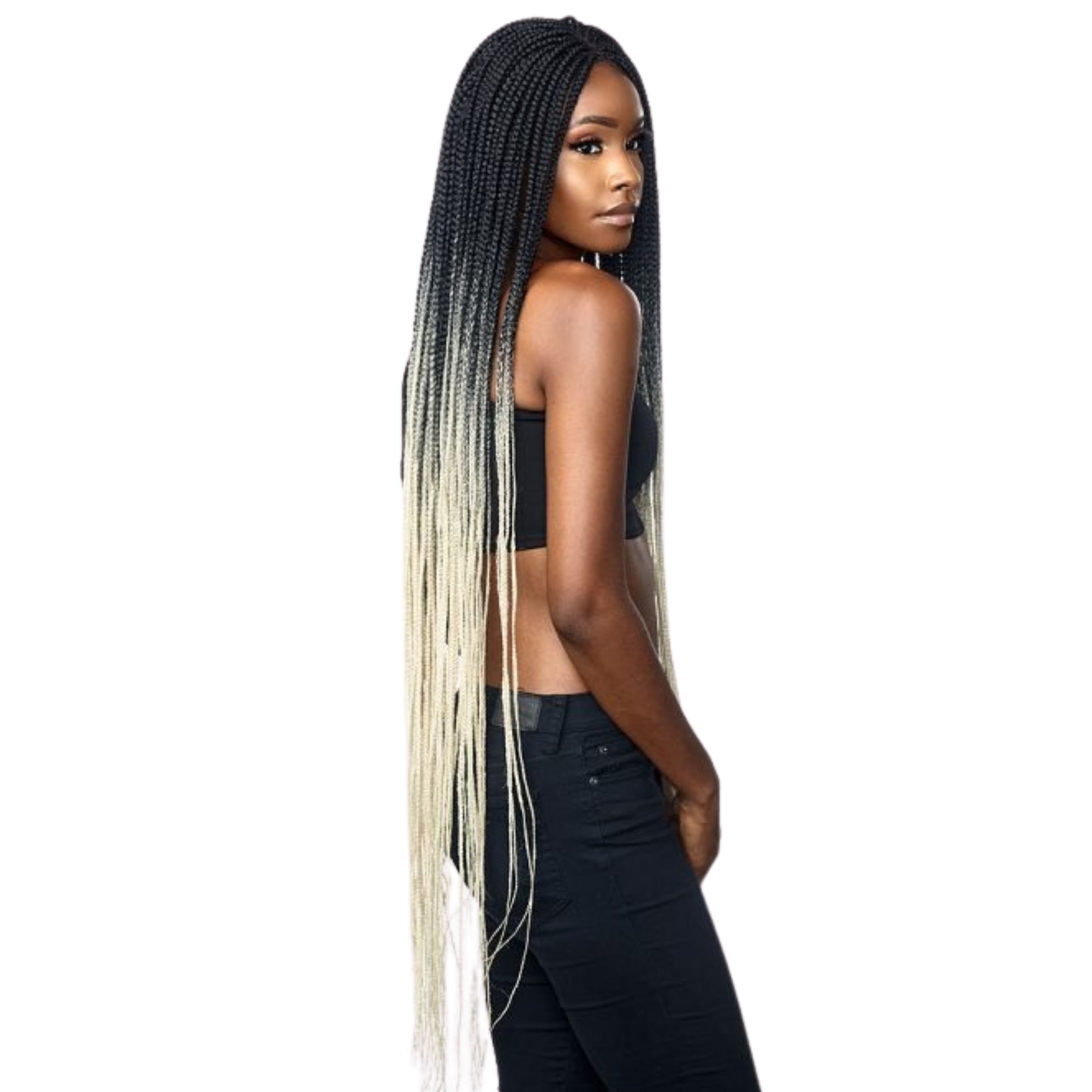 Hand-Braided Box Braid 4x4 Lace Front Wig – 50"