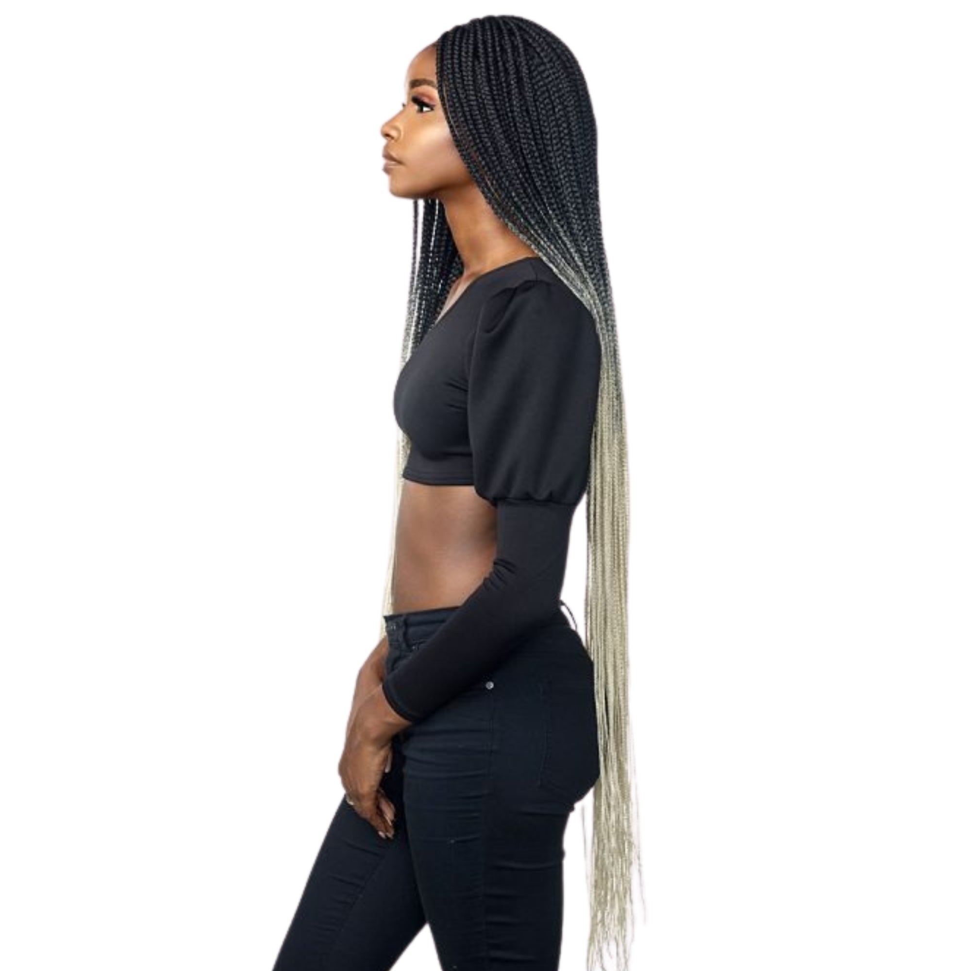 Hand-Braided Box Braid 4x4 Lace Front Wig – 50"