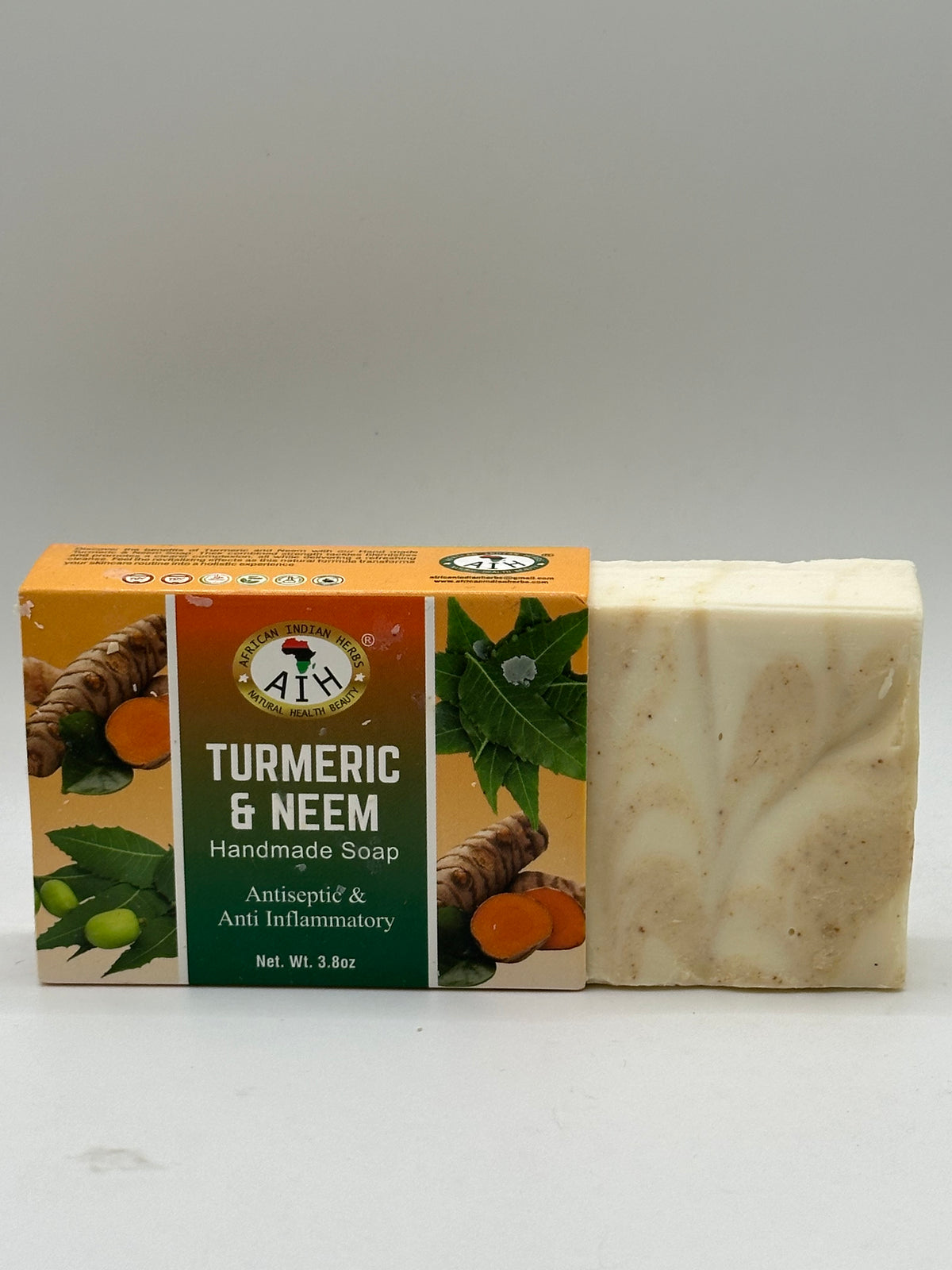 AFRICAN INDIAN HERBS TURMERIC & NEEM HANDMADE SOAP 3.8oz.