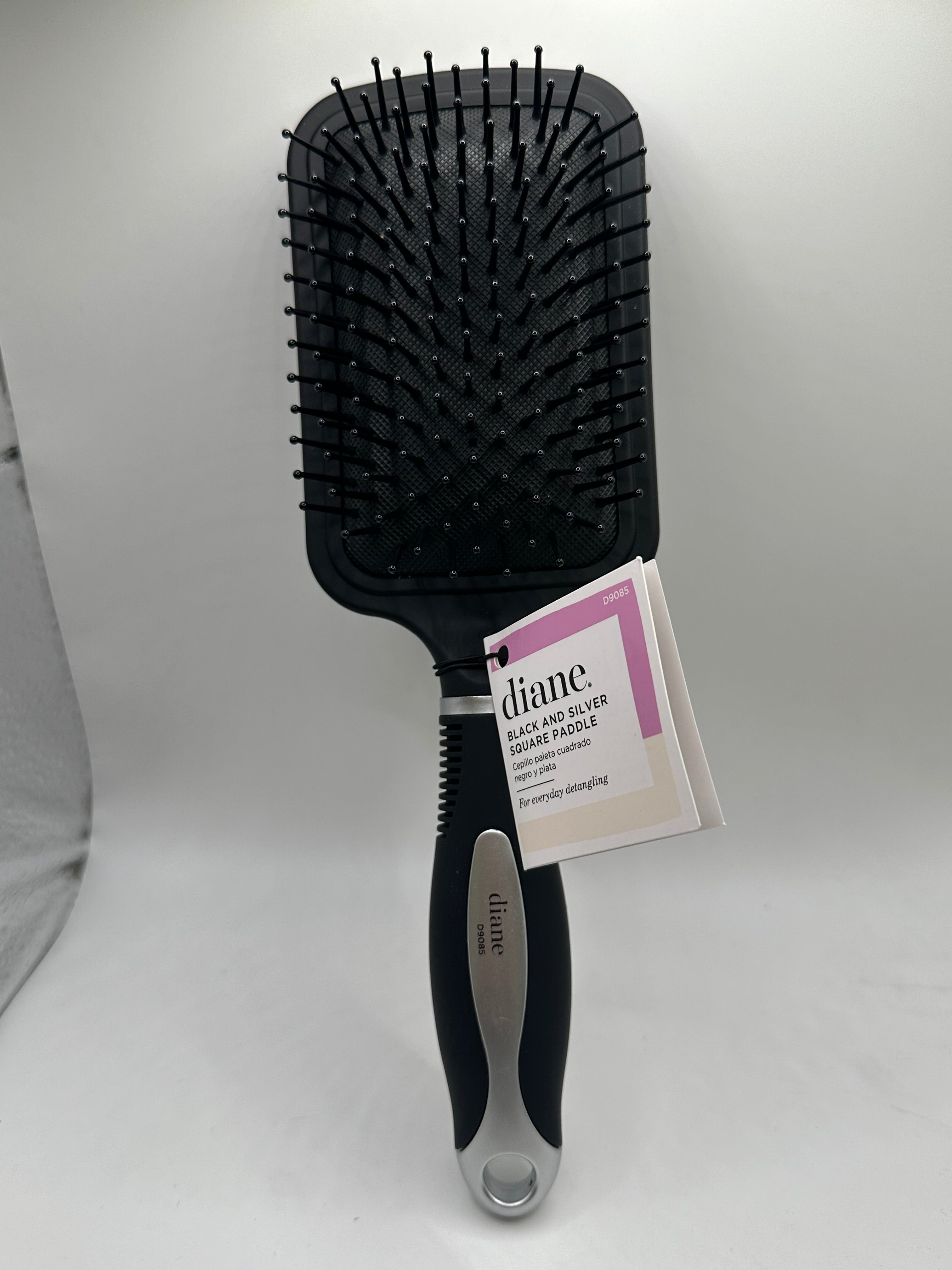 Diane Black and Silver Square Paddle Brush #D9085