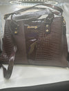 Danbaoly Glossy Burgundy Croc-like Handbag