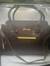 Fematoz Glossy Brown Croc-like Handbag