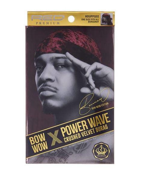 RED PREMIUM BOW WOW POWER WAVE CRUSHED VELVET DURAG
