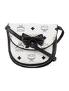 MCM BLACK & WHITE HANDBAG W/RIBBON TIE