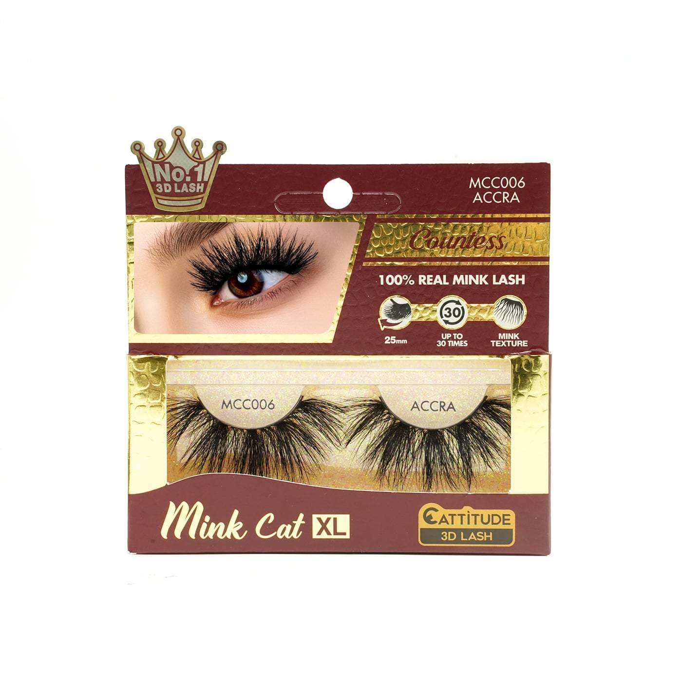 EBIN NY MINK CAT XL 100% REAL MINK LASH ACCRA #MCC006