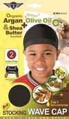 KING J KIDS STOCKING WAVE CAP W/SHEA, OLIVE & VIT E -BLK #864