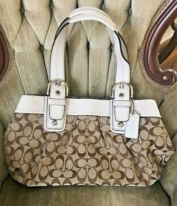COACH TAN & WHITE HANDBAG