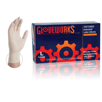 GLOVEWORKS POWDER FREE INDUSTRIAL LATEX GLOVES- (1) SMALL PAIR